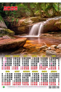 00020 Лесной водопад - 2025 (Листовой календарь, формат А2) со звуками природы.